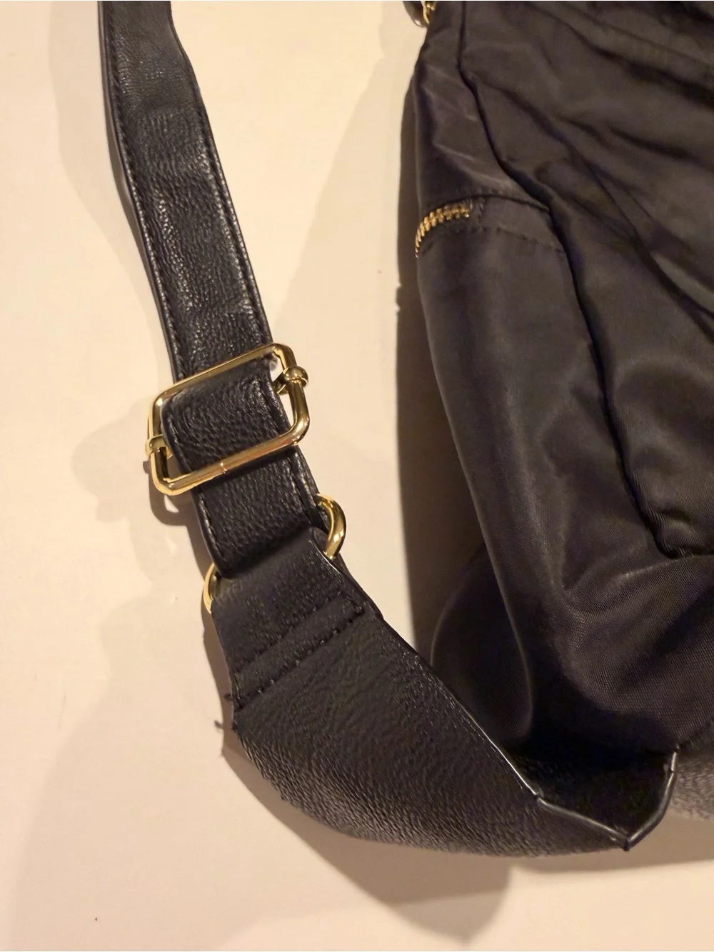 Steve Madden Bspencer Black Nylon Flap Backpack - Gold Hardware